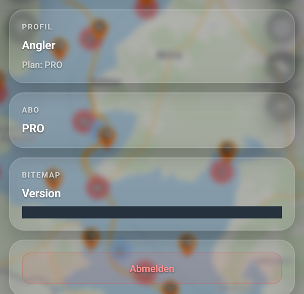 Der Reiter Profil in der App: 1 Anzeigename, 2 Plan:, 3 ABO, 4 Version, 5 Abmelden