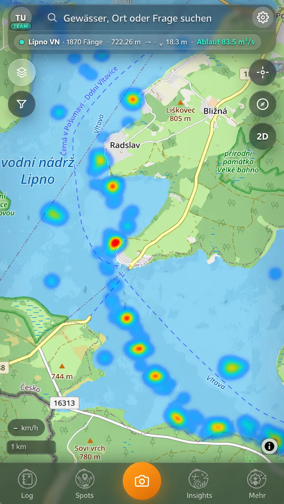 Bite heatmap over the map view